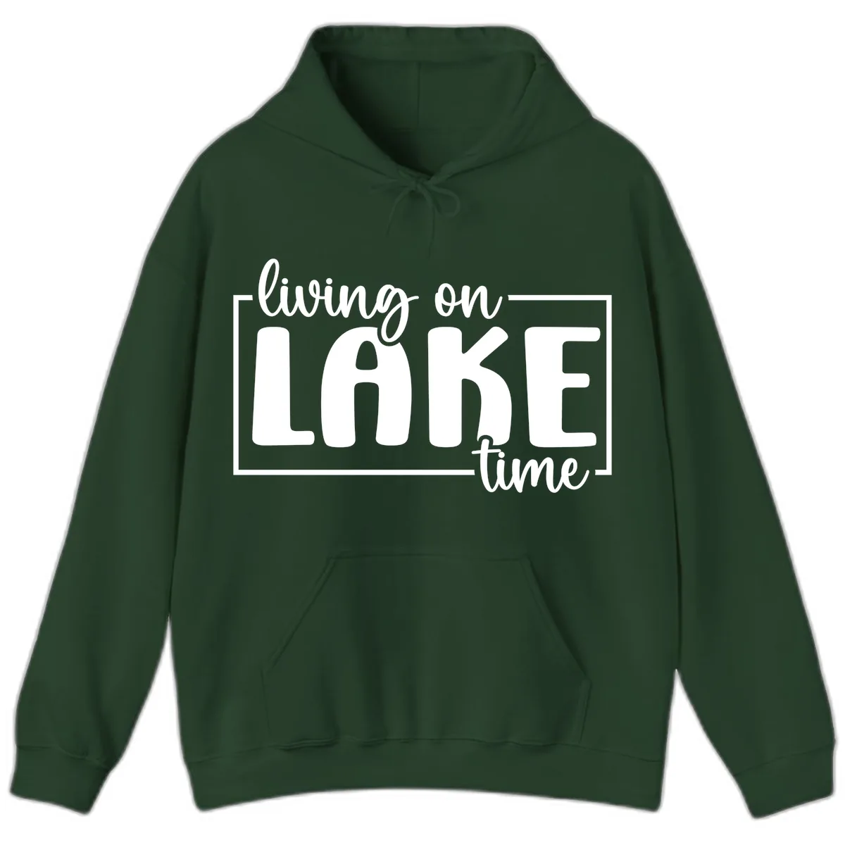 Living On Lake Time Lifestyle Hoodie in Forest Green