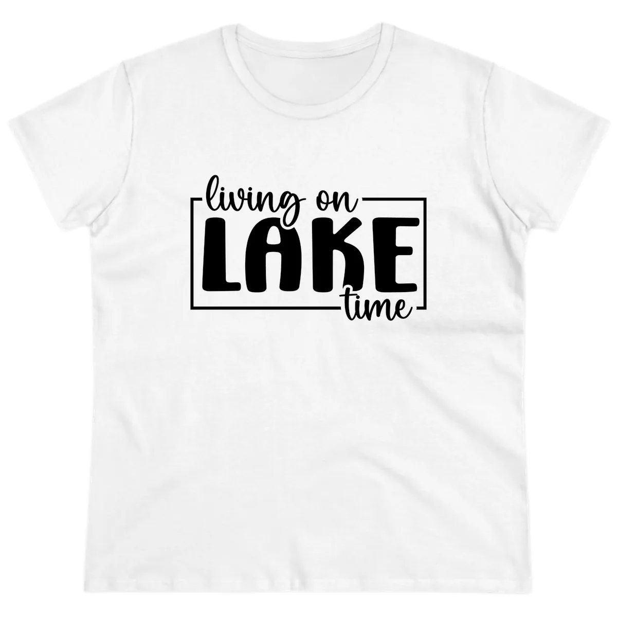 Living On Lake Time Lifestyle Ladies Tee in White