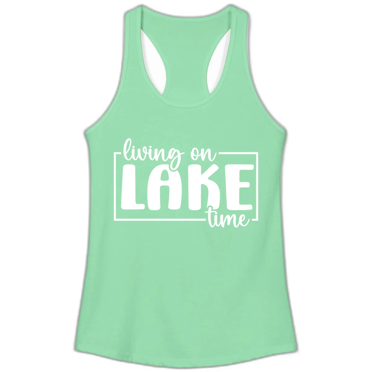 Living On Lake Time Lifestyle Ladies Tank in Solid Mint