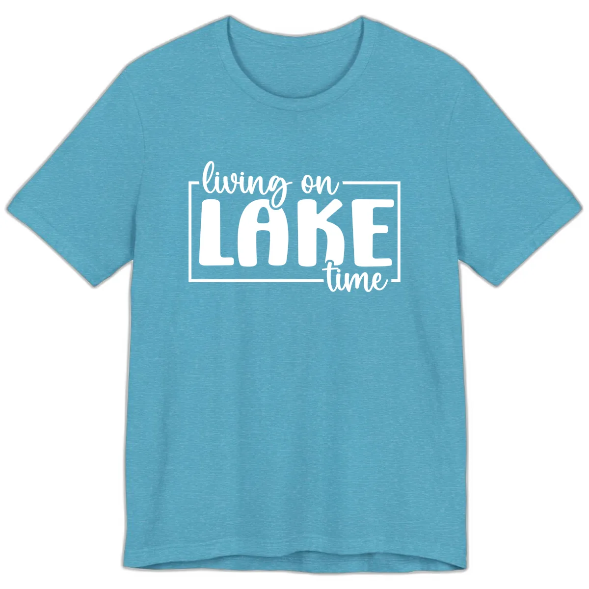 Living On Lake Time Lifestyle Premium T-Shirt in Heather Aqua