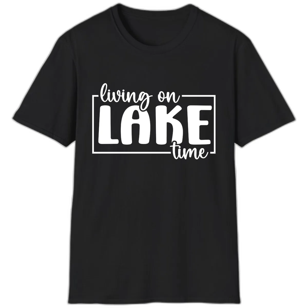 Living On Lake Time Lifestyle T-Shirt in Black