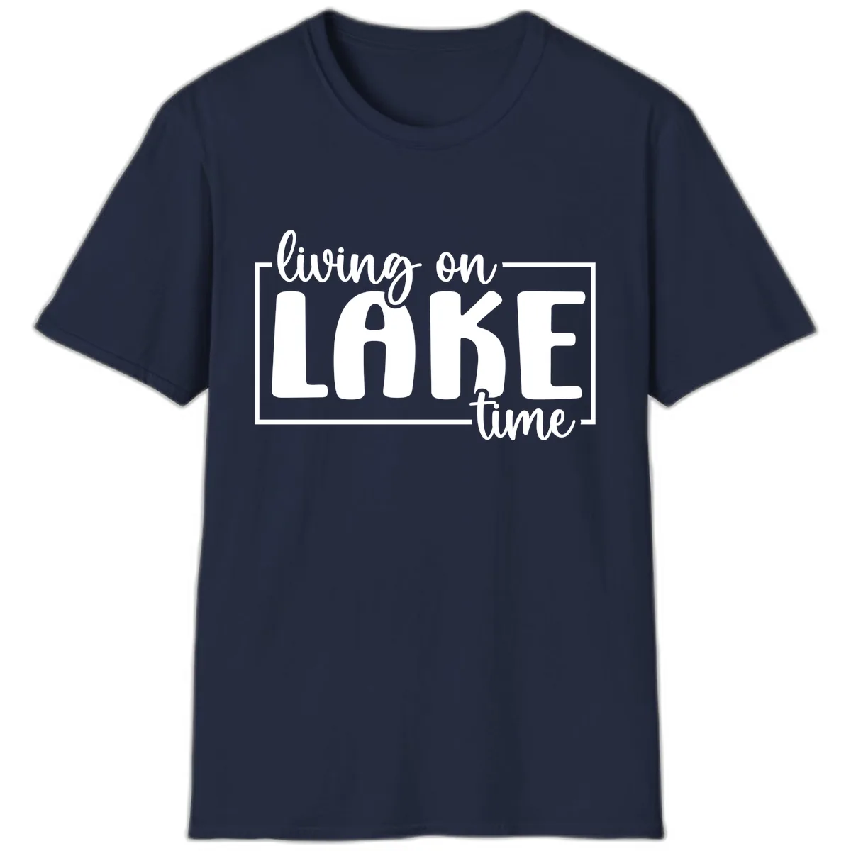 Living On Lake Time Lifestyle T-Shirt in Navy