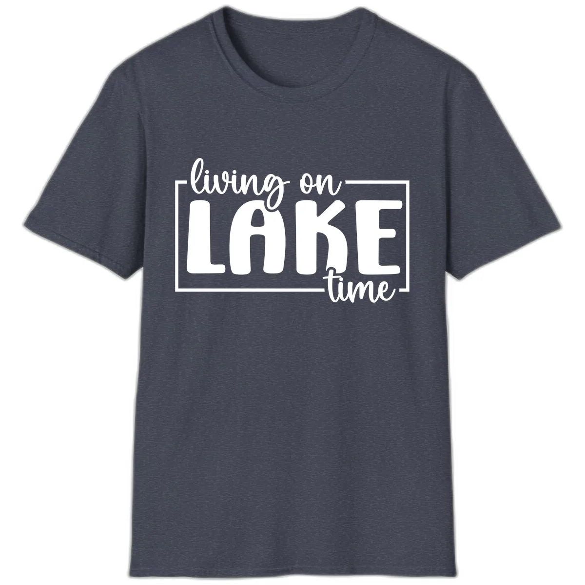 Living On Lake Time Lifestyle T-Shirt in Heather Navy