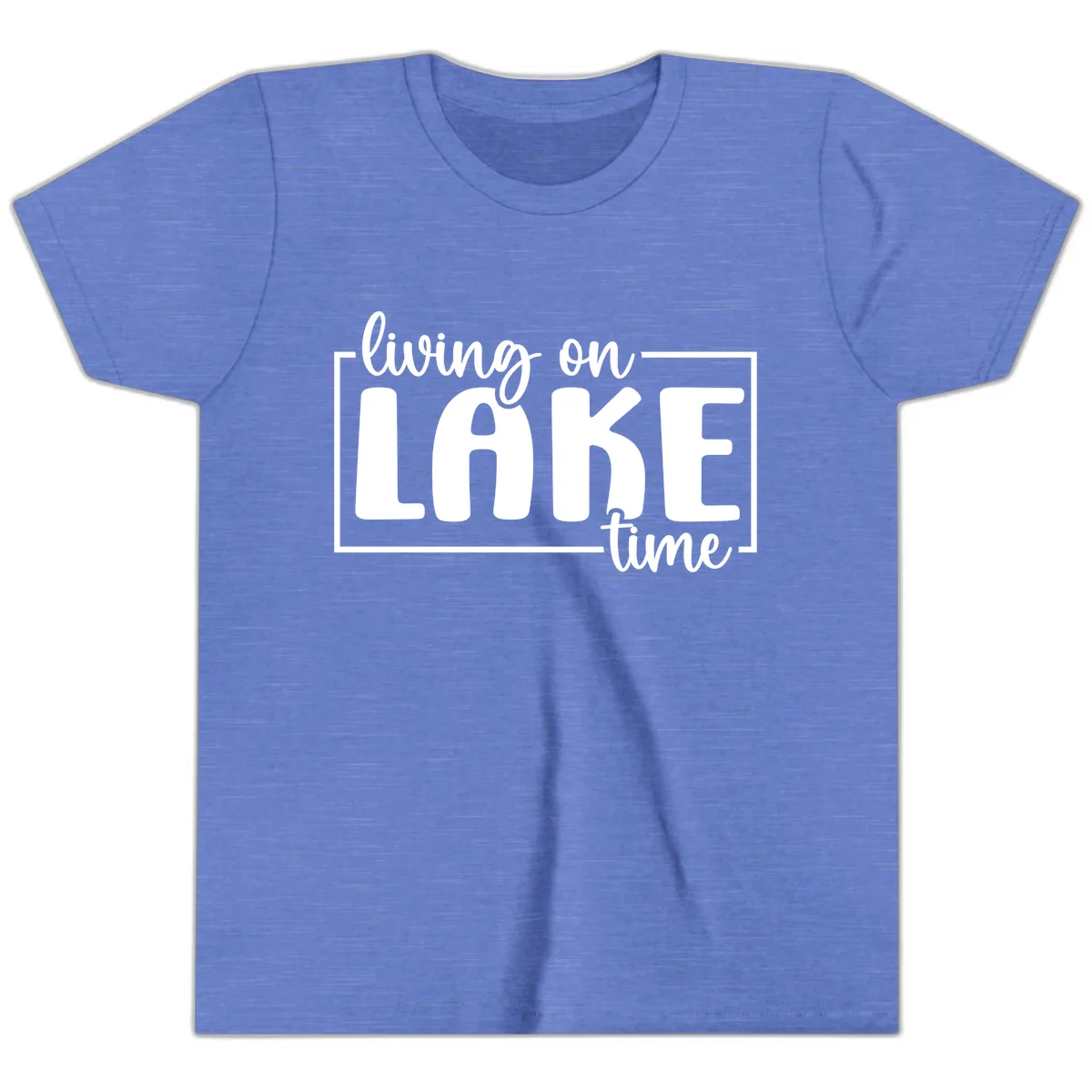 Living On Lake Time Lifestyle Youth T-Shirt in Heather Columbia Blue