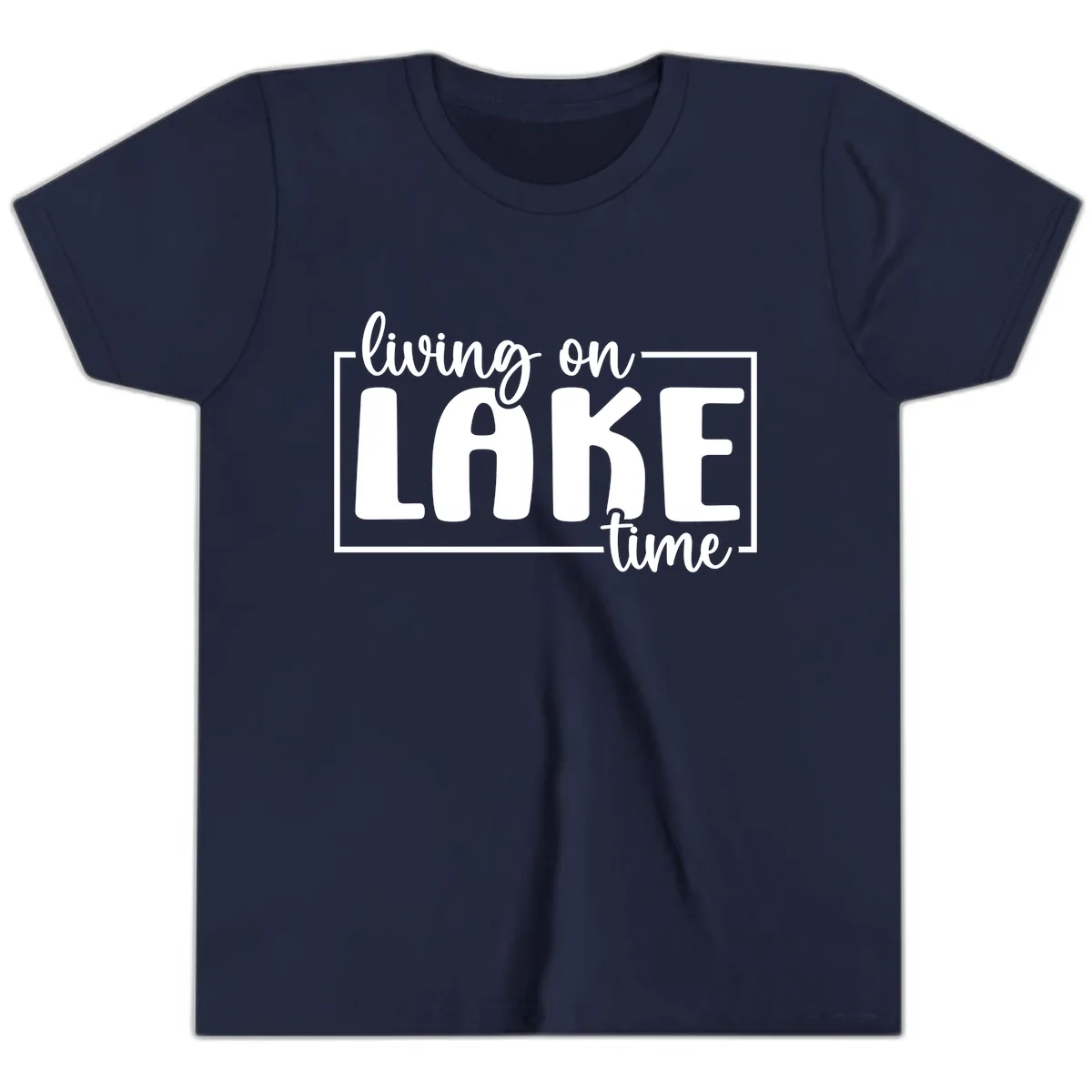 Living On Lake Time Lifestyle Youth T-Shirt in Navy
