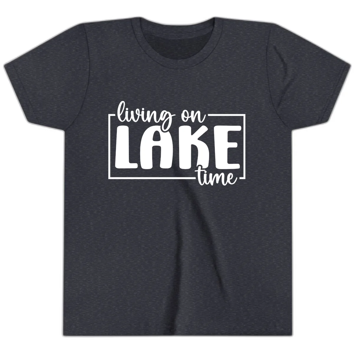 Living On Lake Time Lifestyle Youth T-Shirt in Heather Navy
