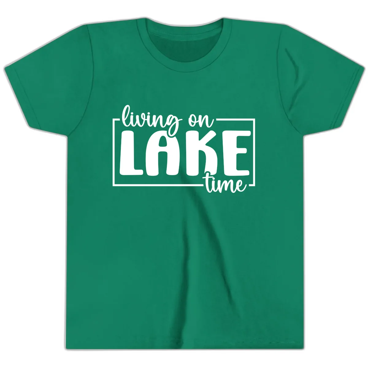 Living On Lake Time Lifestyle Youth T-Shirt in Kelly