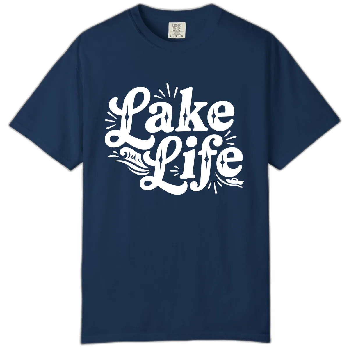 Lake Life Retro Typography Design Comfort Color in Navy