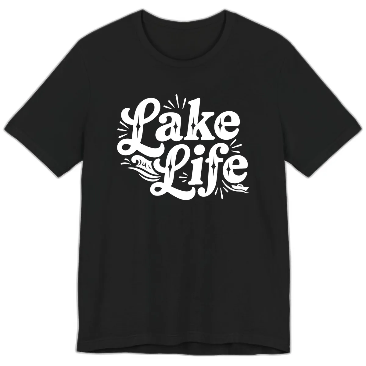 Lake Life Retro Typography Design Premium T-Shirt in Black