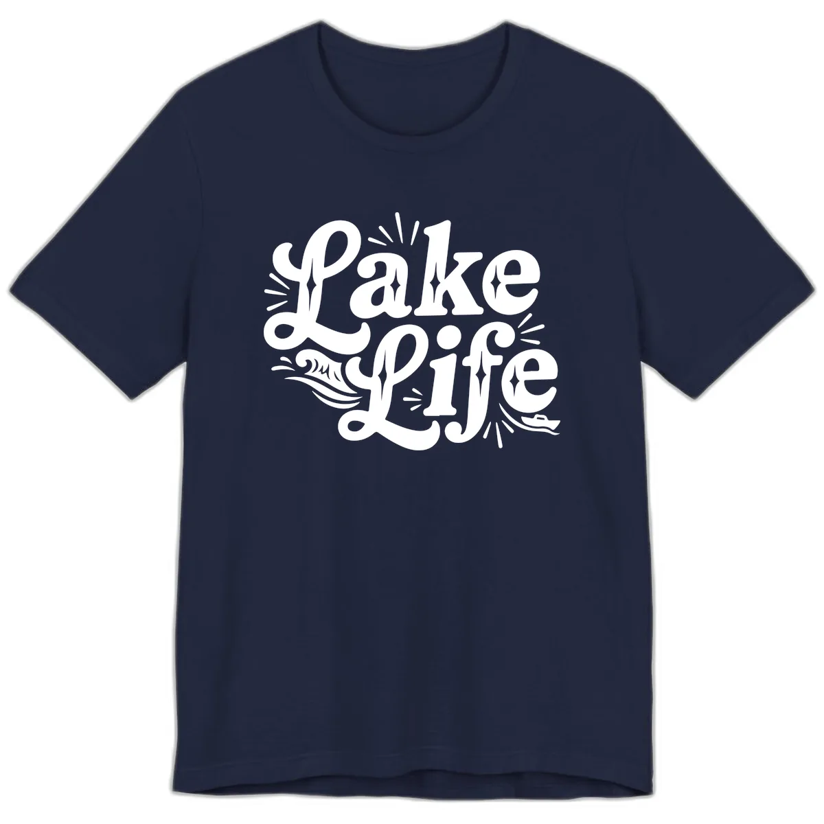 Lake Life Retro Typography Design Premium T-Shirt in Navy