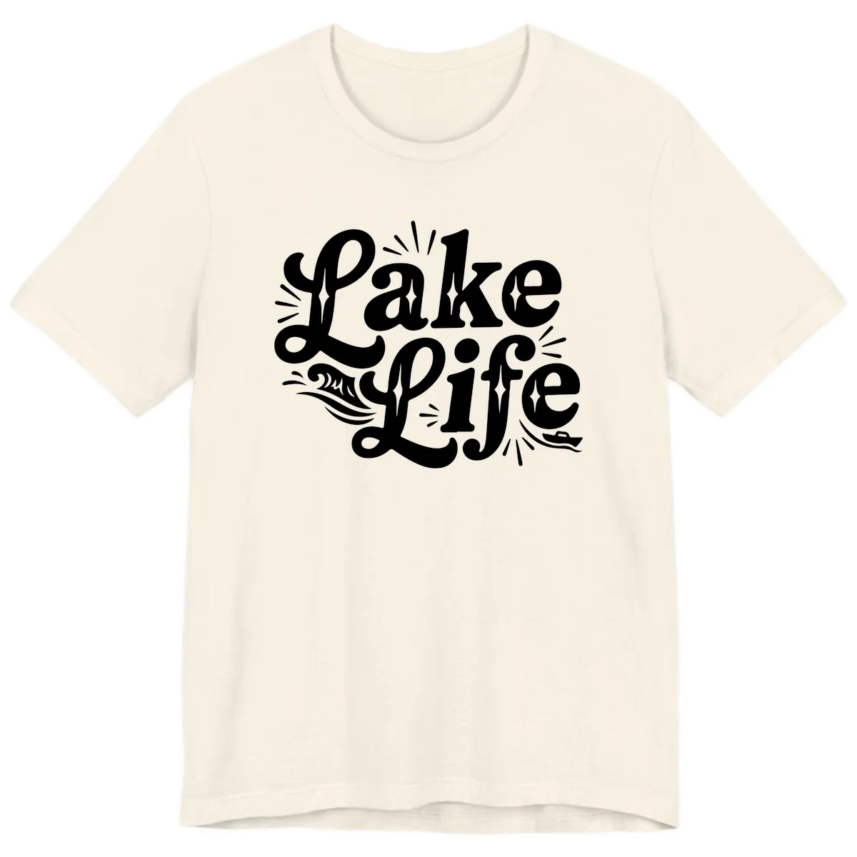 Lake Life Retro Typography Design Premium T-Shirt in Natural