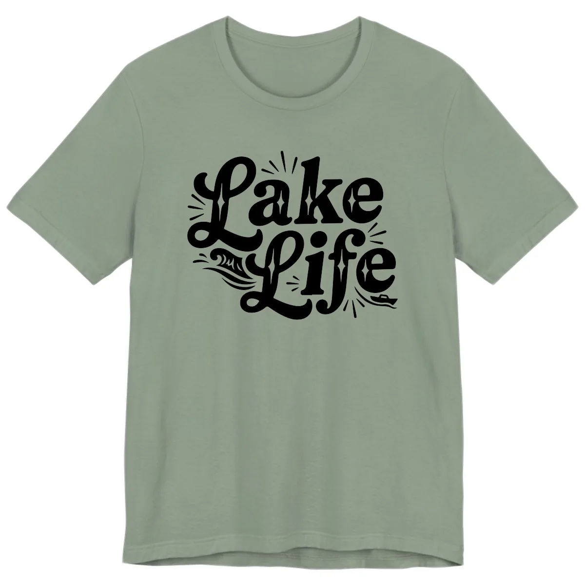 Lake Life Retro Typography Design Premium T-Shirt in Sage