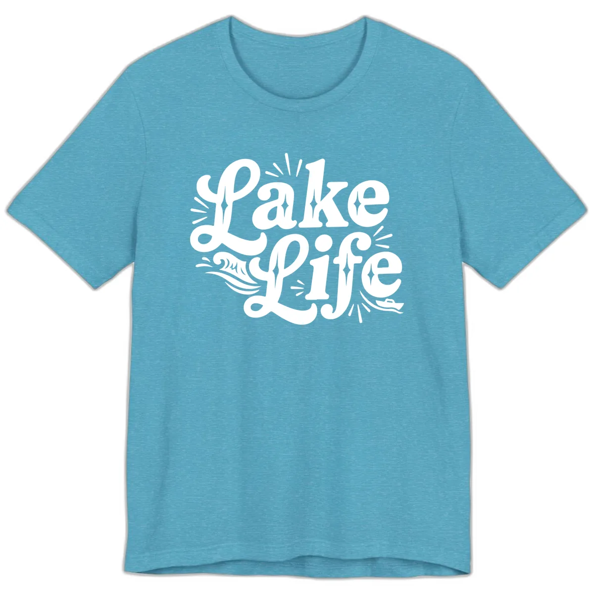 Lake Life Retro Typography Design Premium T-Shirt in Heather Aqua