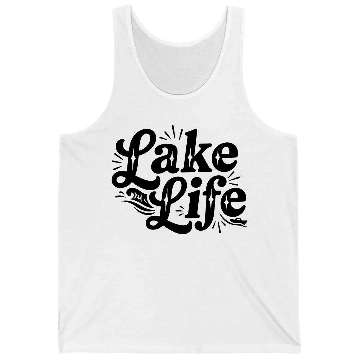 Lake Life Retro Typography Design Tank in White