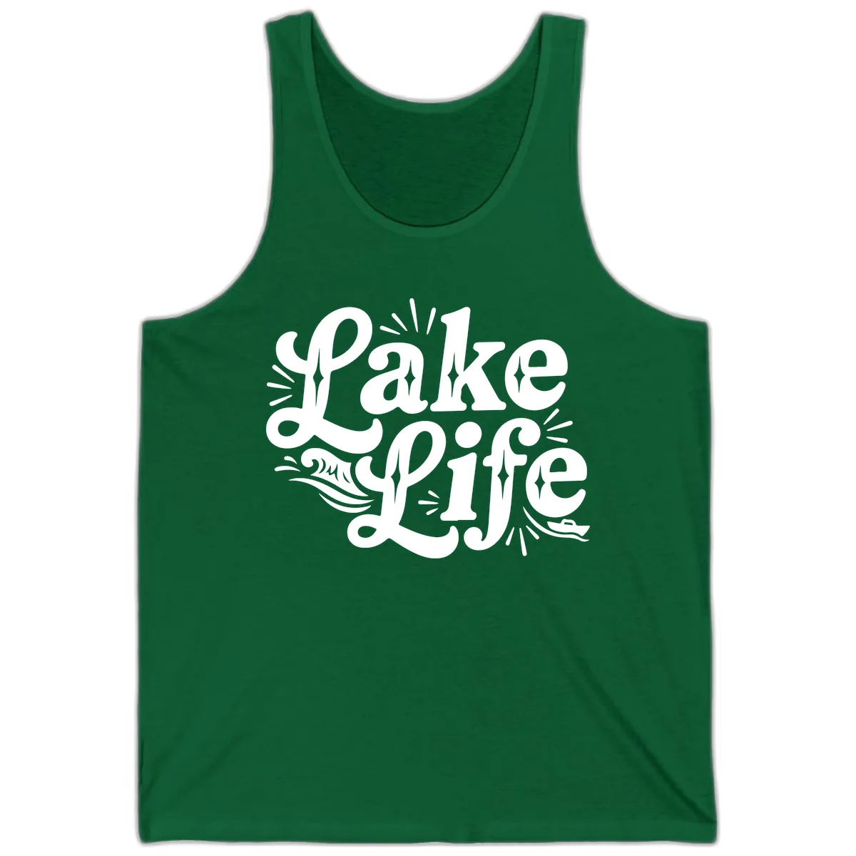 Lake Life Retro Typography Design Tank in Kelly