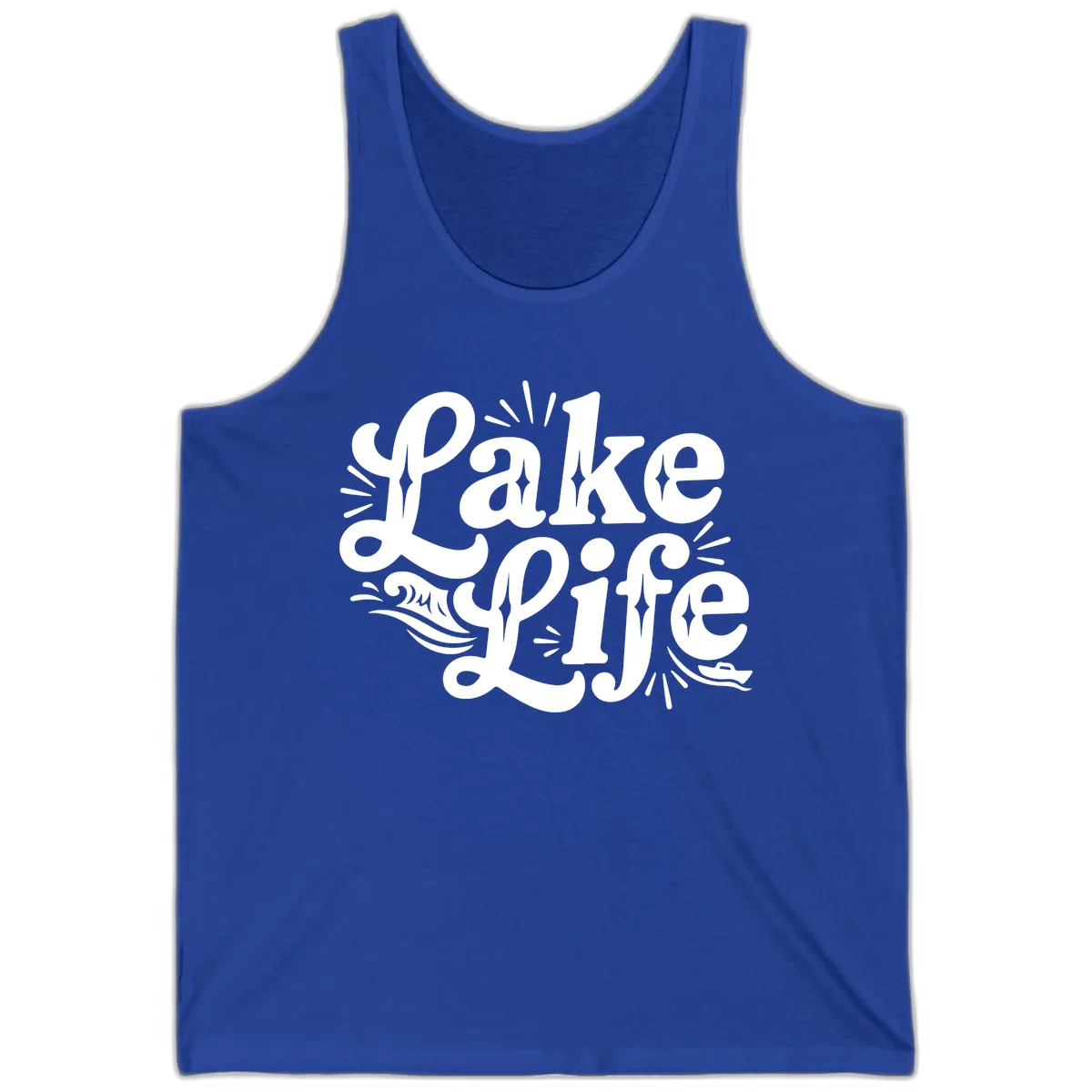 Lake Life Retro Typography Design Tank in True Royal