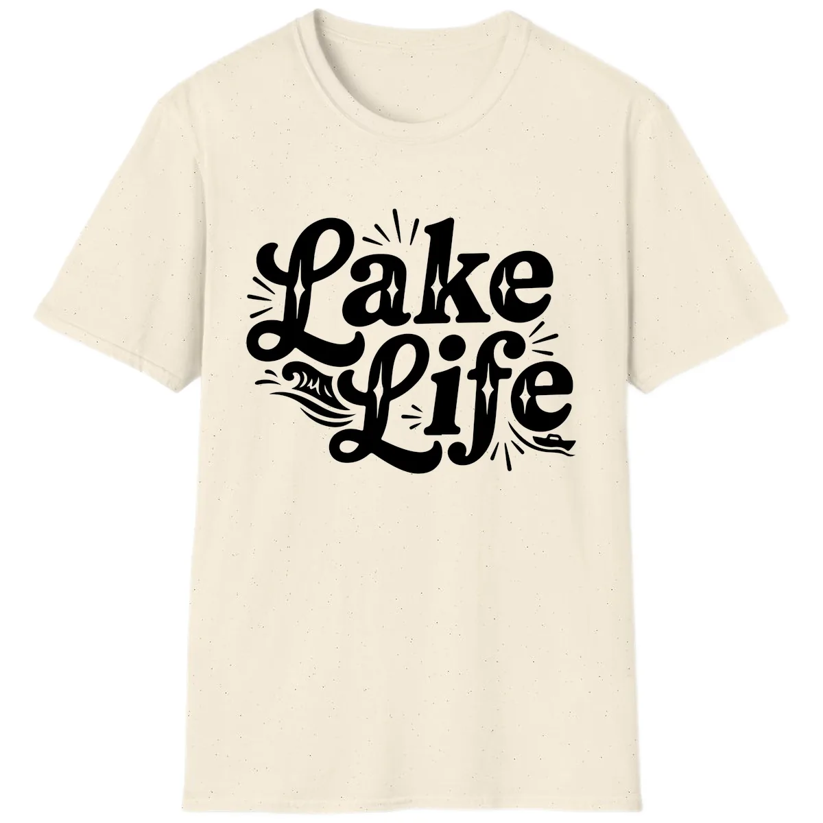 Lake Life Retro Typography Design T-Shirt in Natural