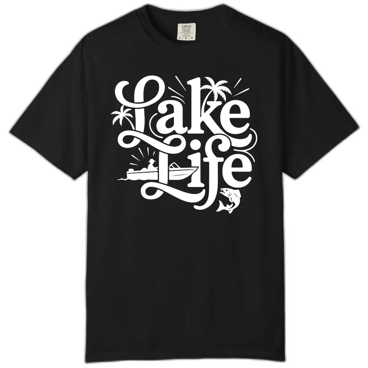 Lake Life Typography Design Comfort Color in Black