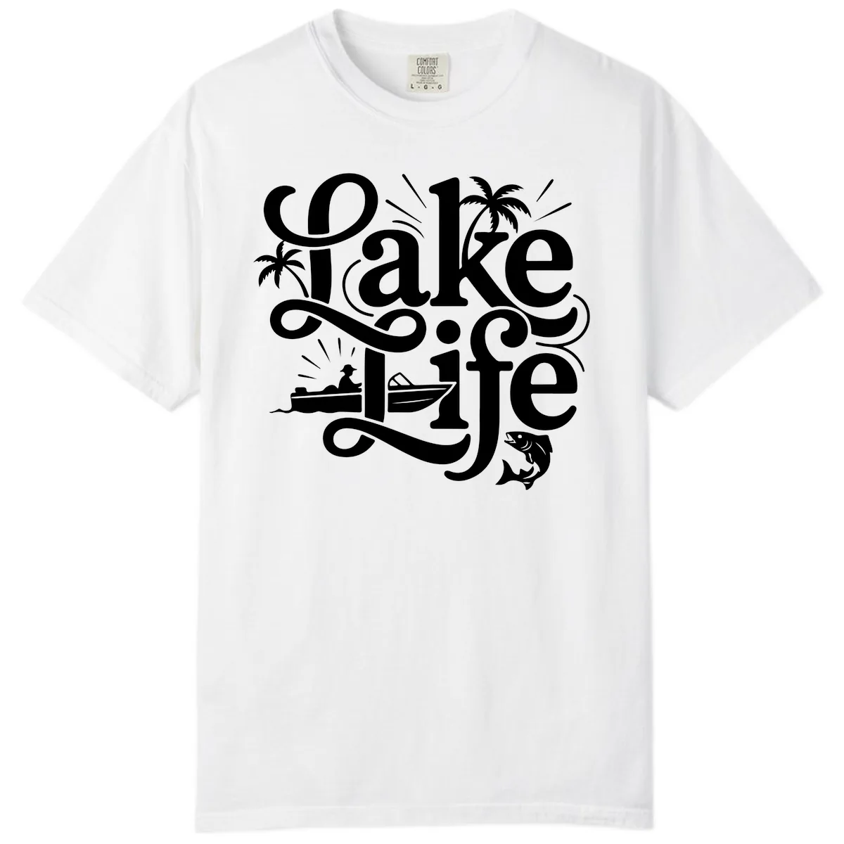 Lake Life Typography Design Comfort Color in White