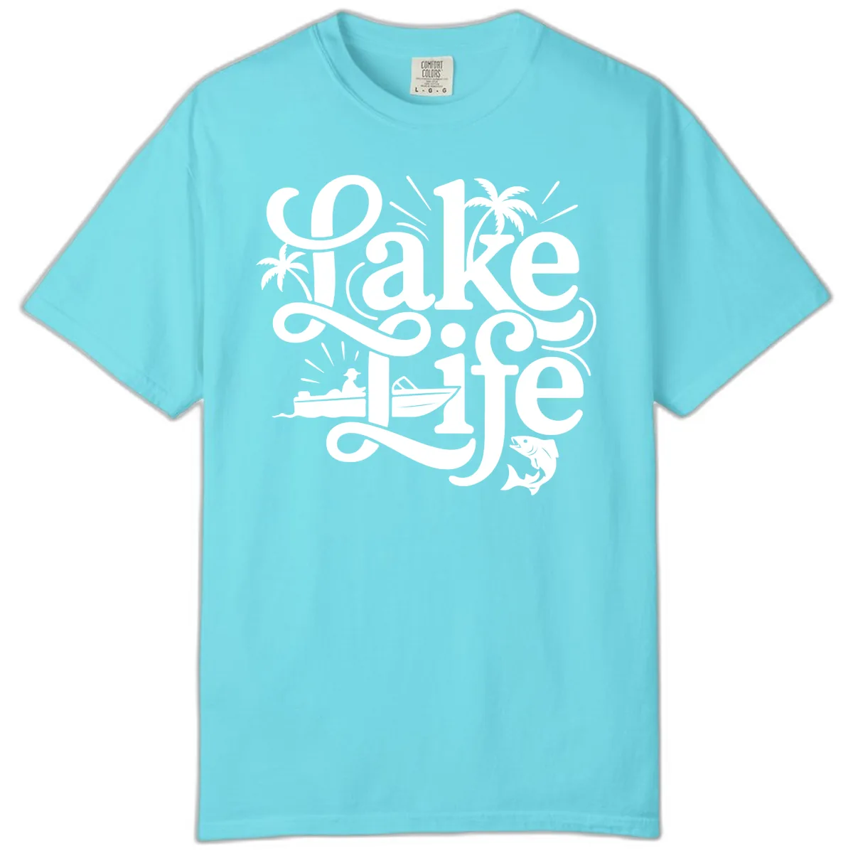 Lake Life Typography Design Comfort Color in Lagoon Blue