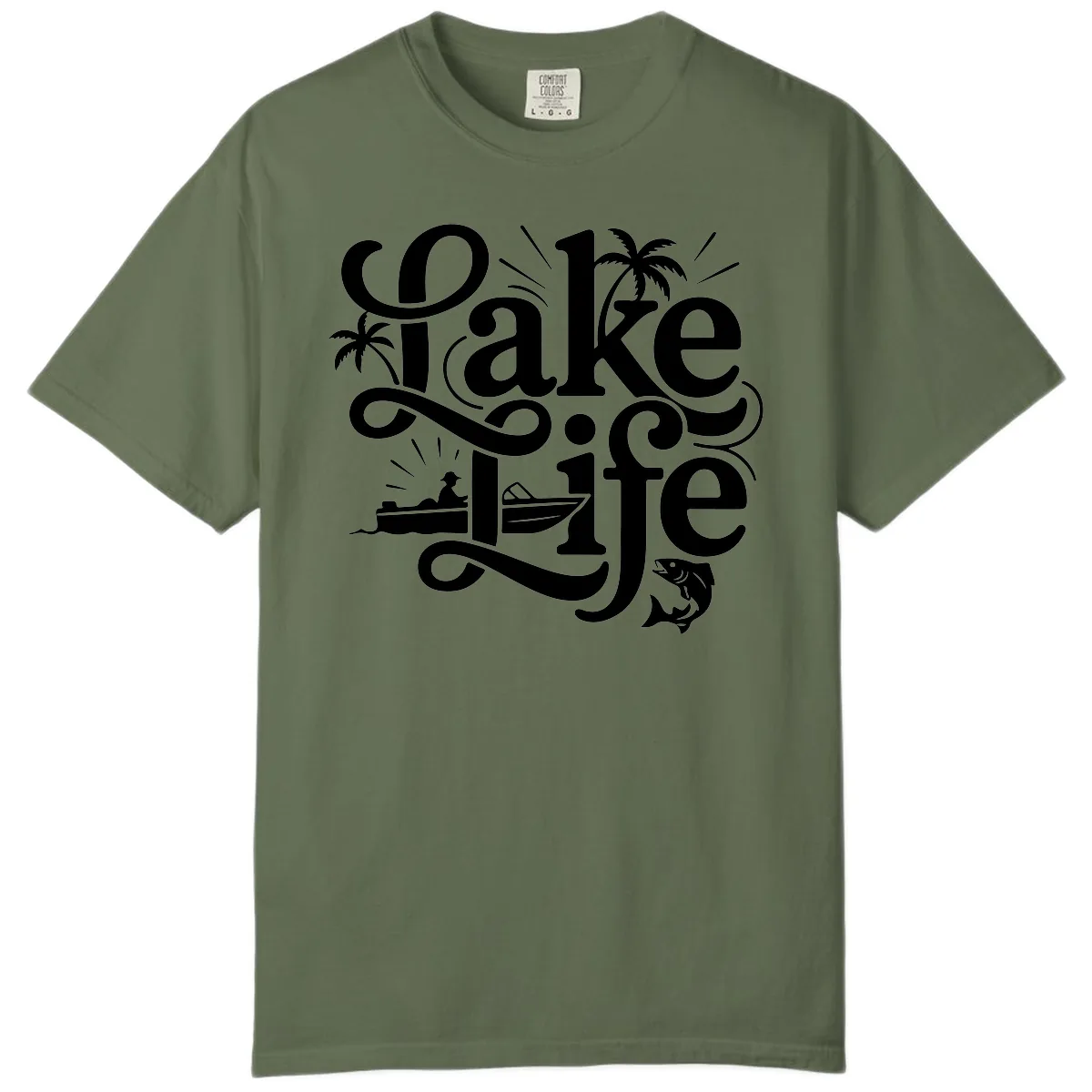 Lake Life Typography Design Comfort Color in Sage