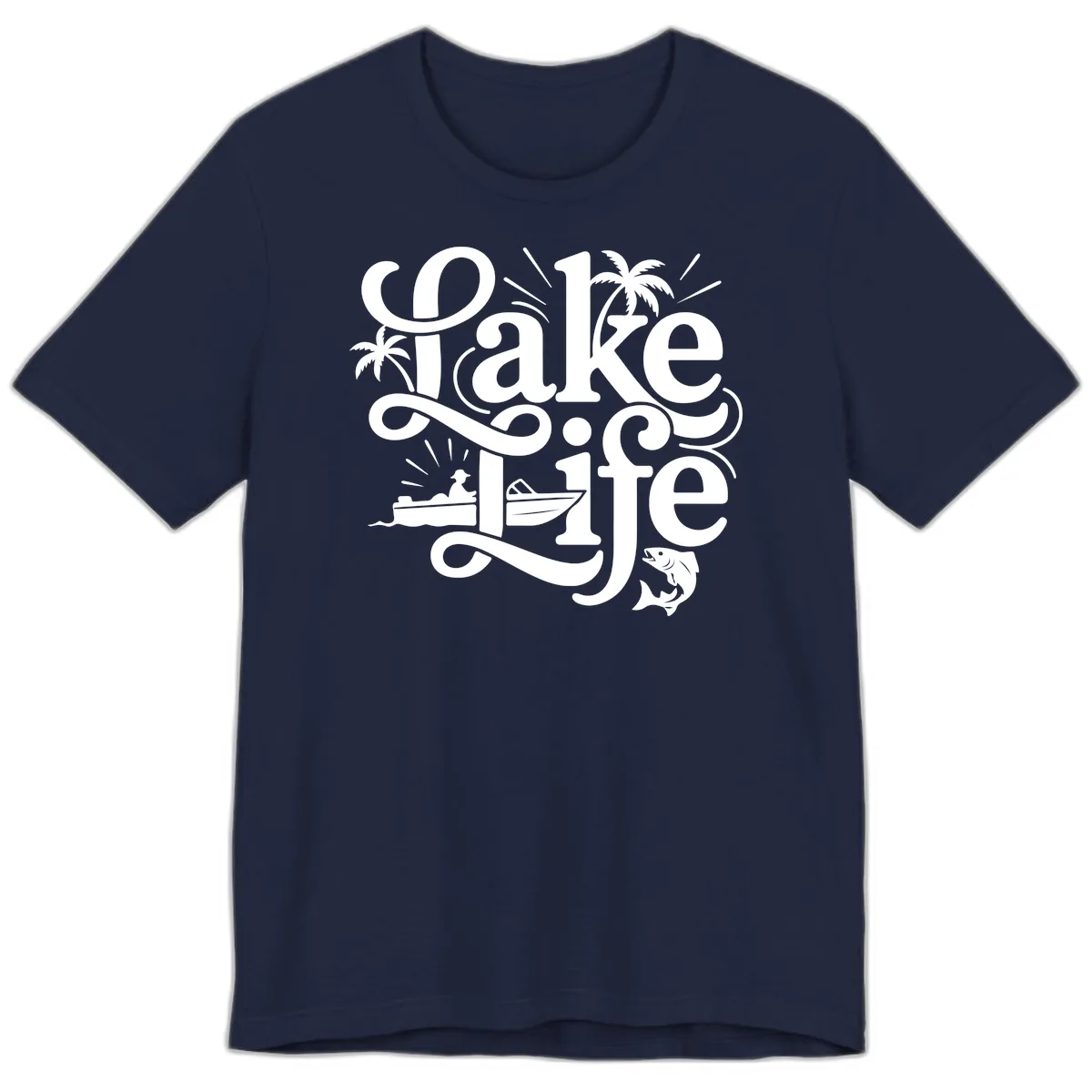 Lake Life Typography Design Premium T-Shirt in Navy