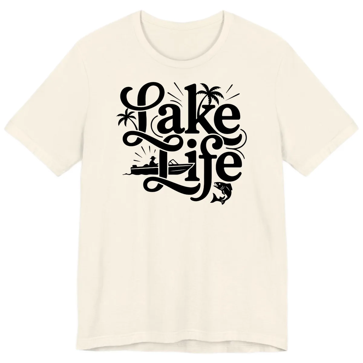 Lake Life Typography Design Premium T-Shirt in Natural