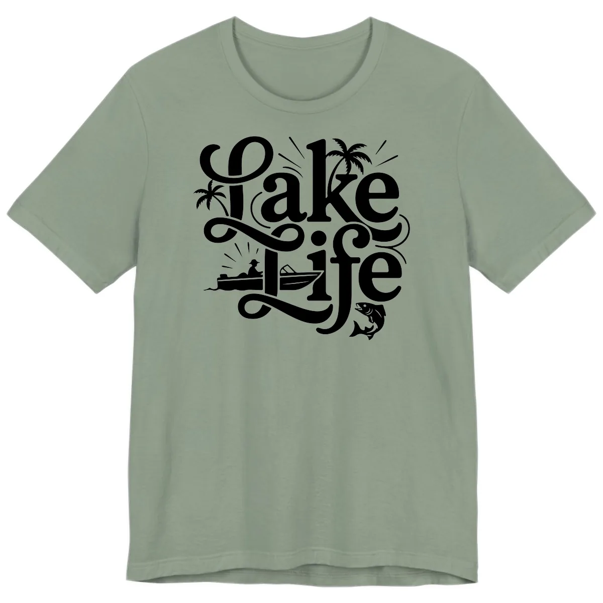 Lake Life Typography Design Premium T-Shirt in Sage