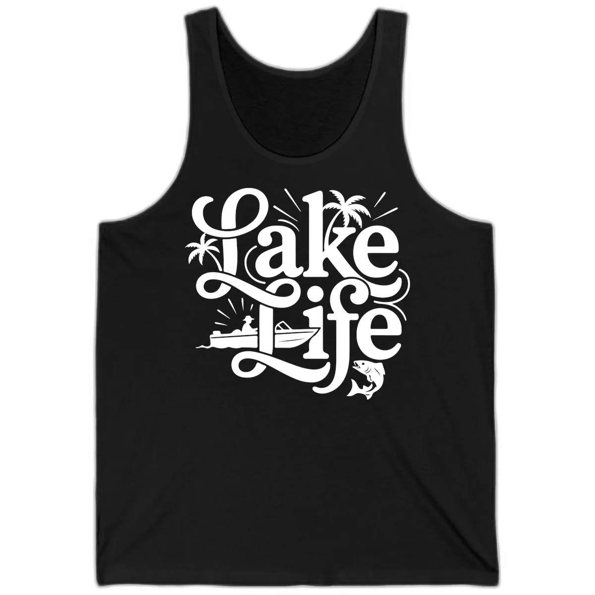 Lake Life Typography Design Tank in Black