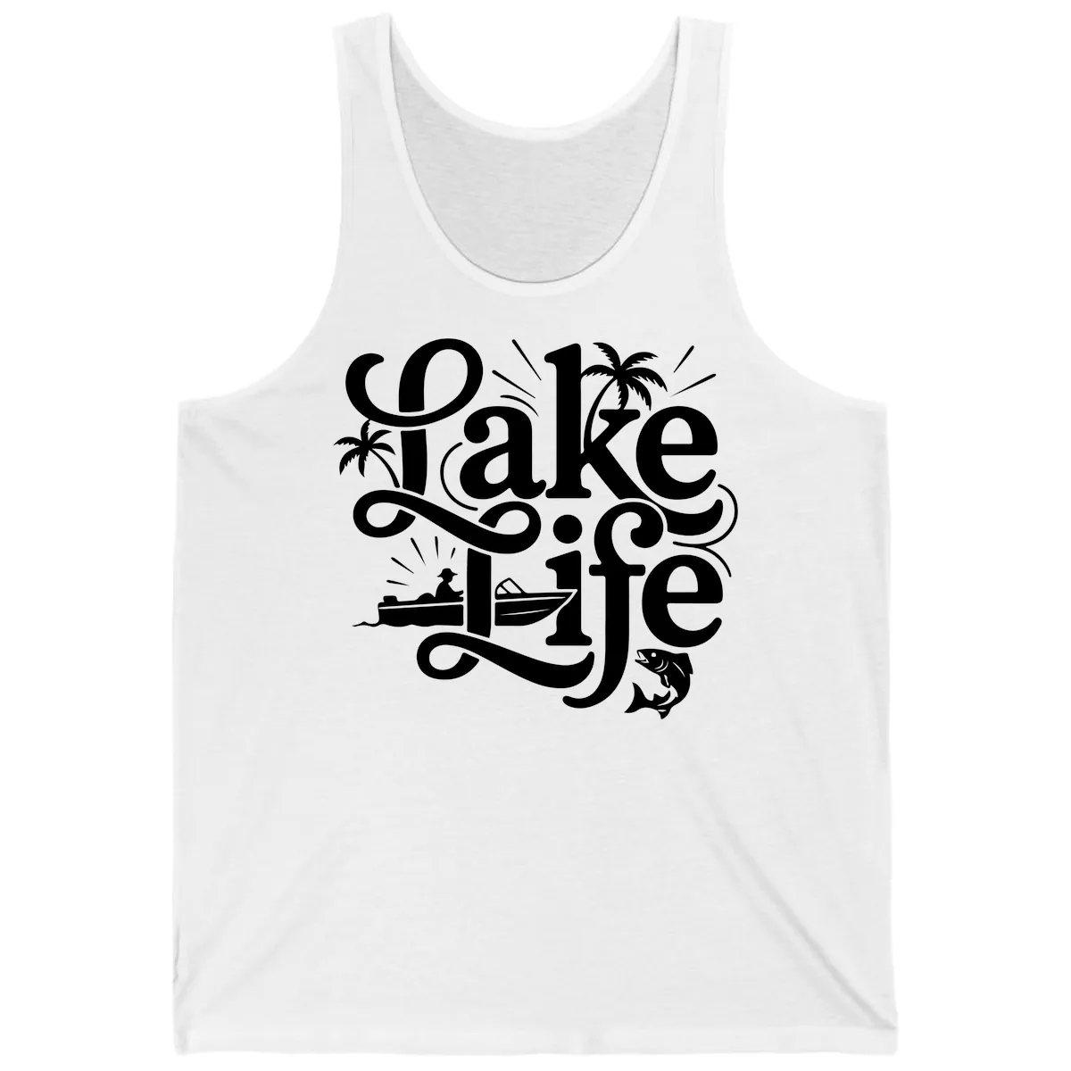 Lake Life Typography Design Tank in White