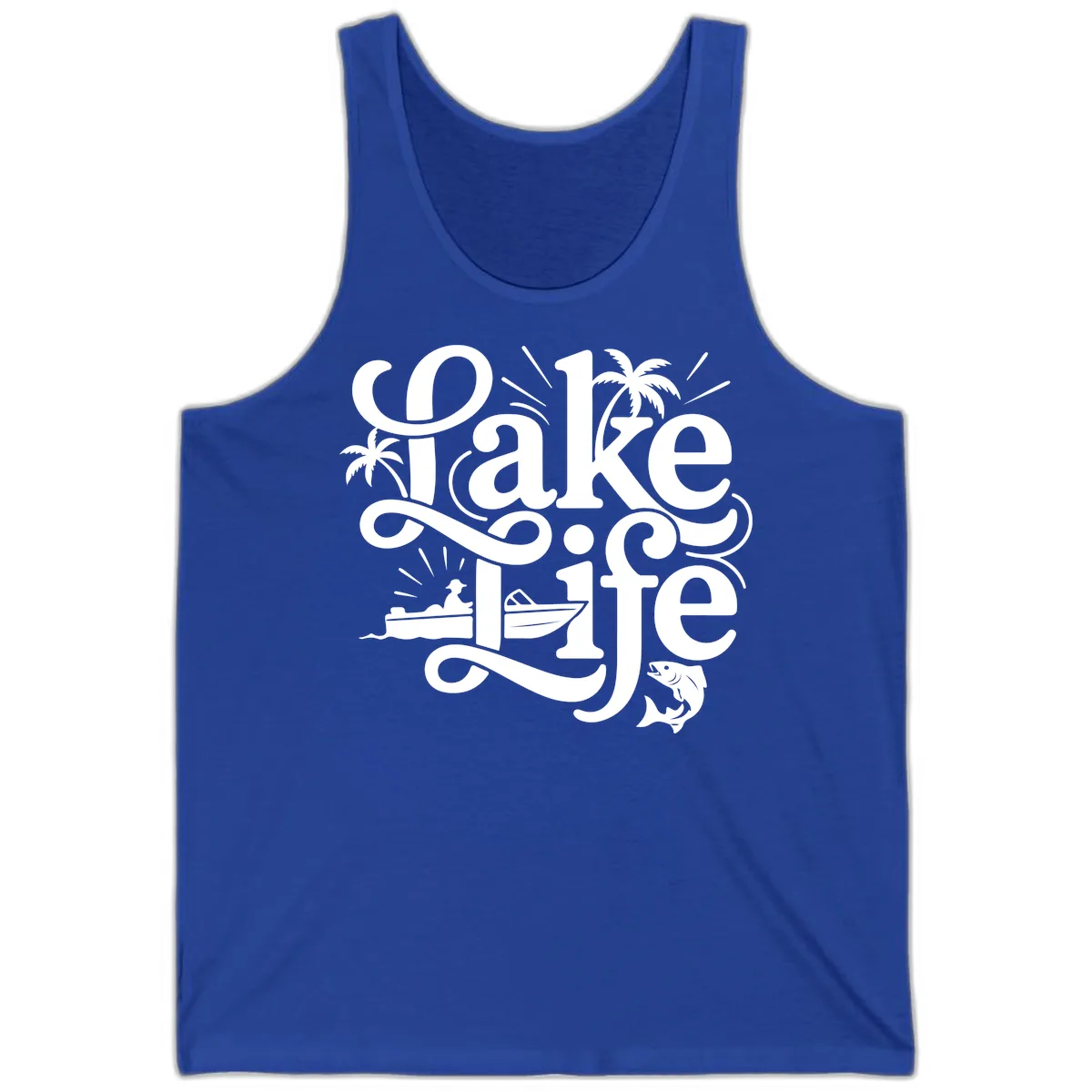 Lake Life Typography Design Tank in True Royal