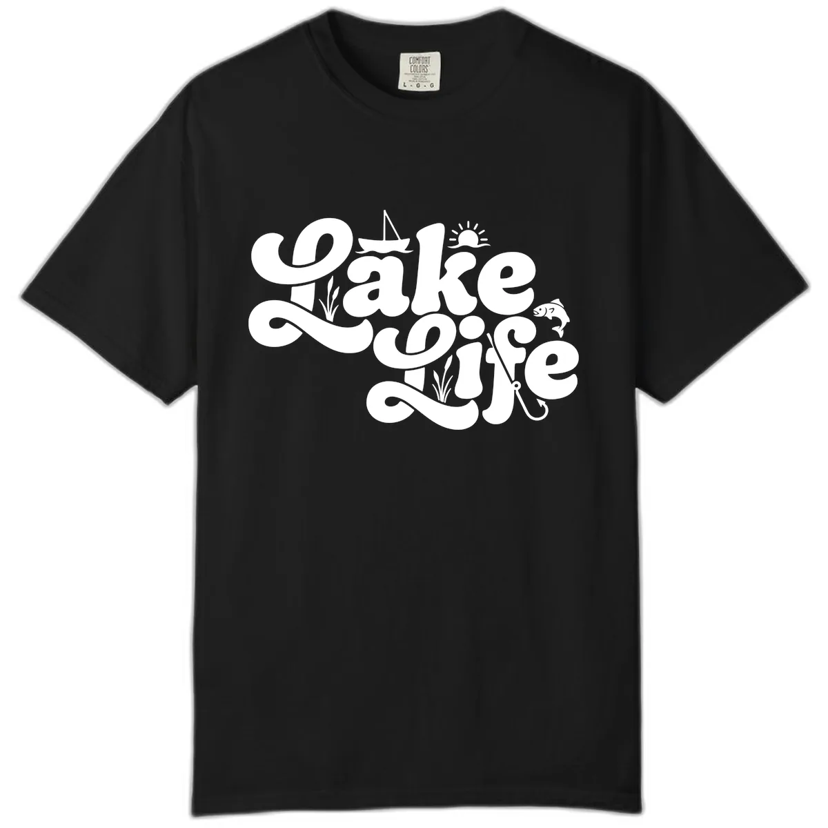 Lake Life Retro Script Design Comfort Color in Black
