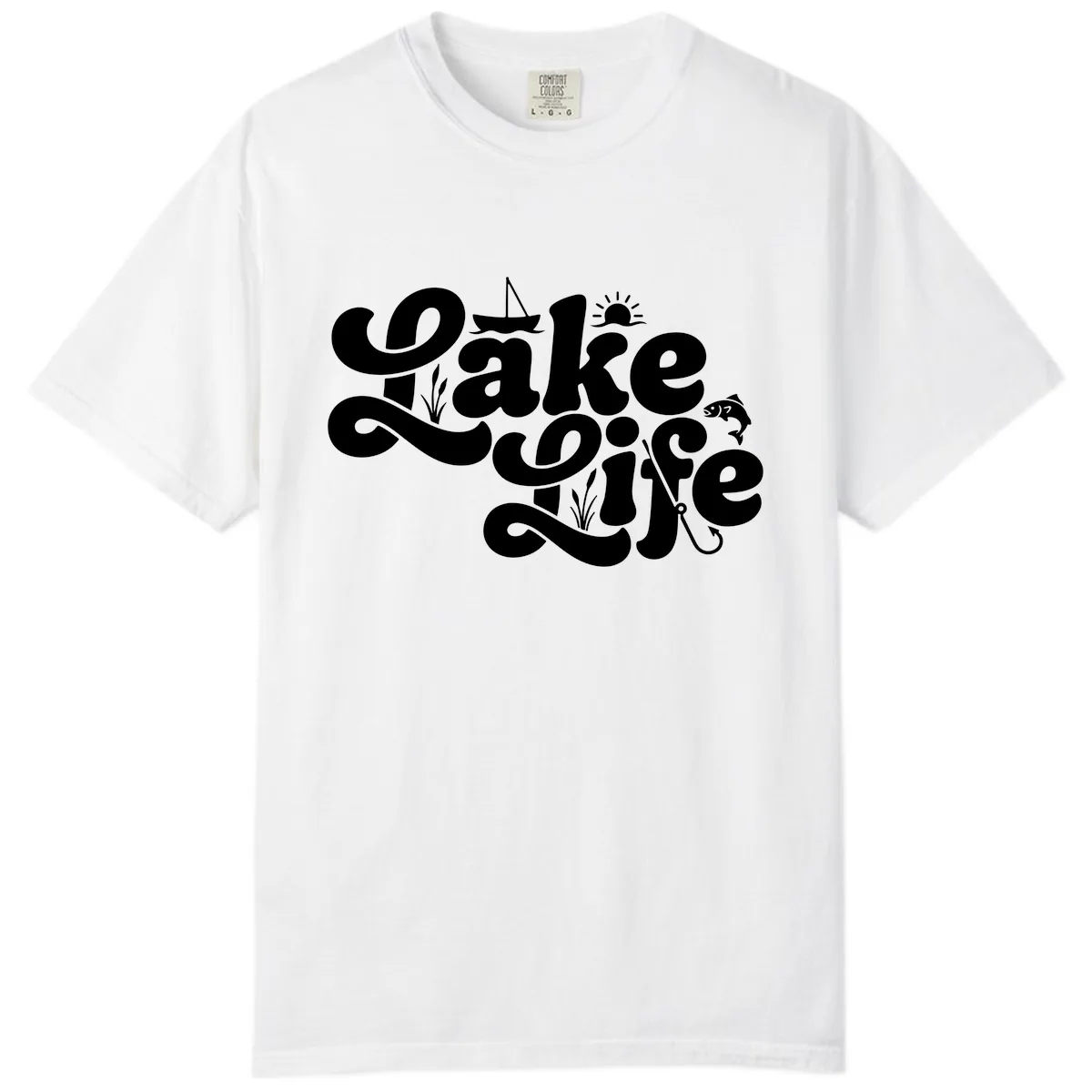 Lake Life Retro Script Design Comfort Color in White