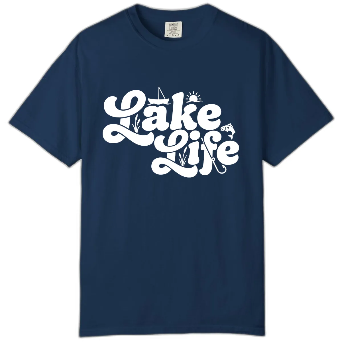 Lake Life Retro Script Design Comfort Color in Navy