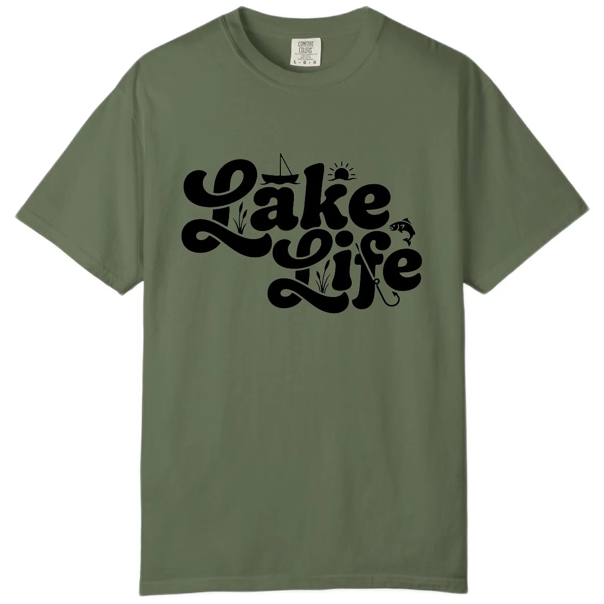 Lake Life Retro Script Design Comfort Color in Sage