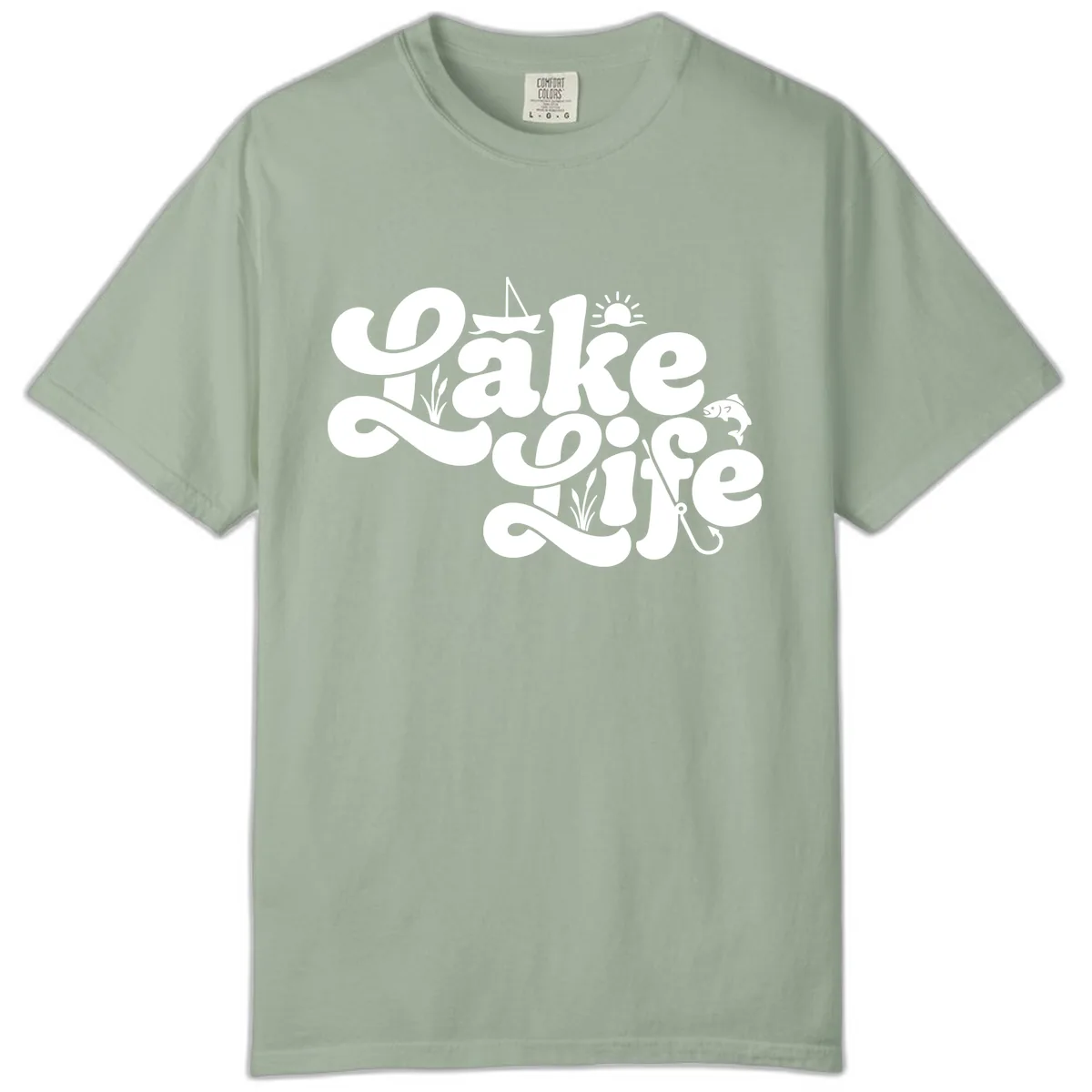 Lake Life Retro Script Design Comfort Color in Bay