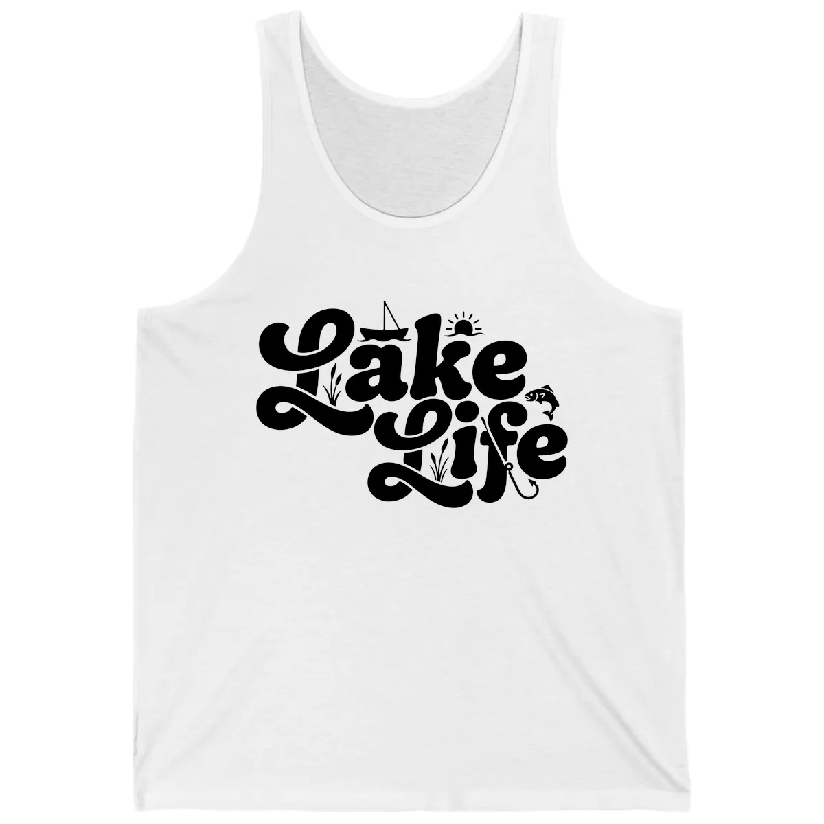 Lake Life Retro Script Design Tank in White