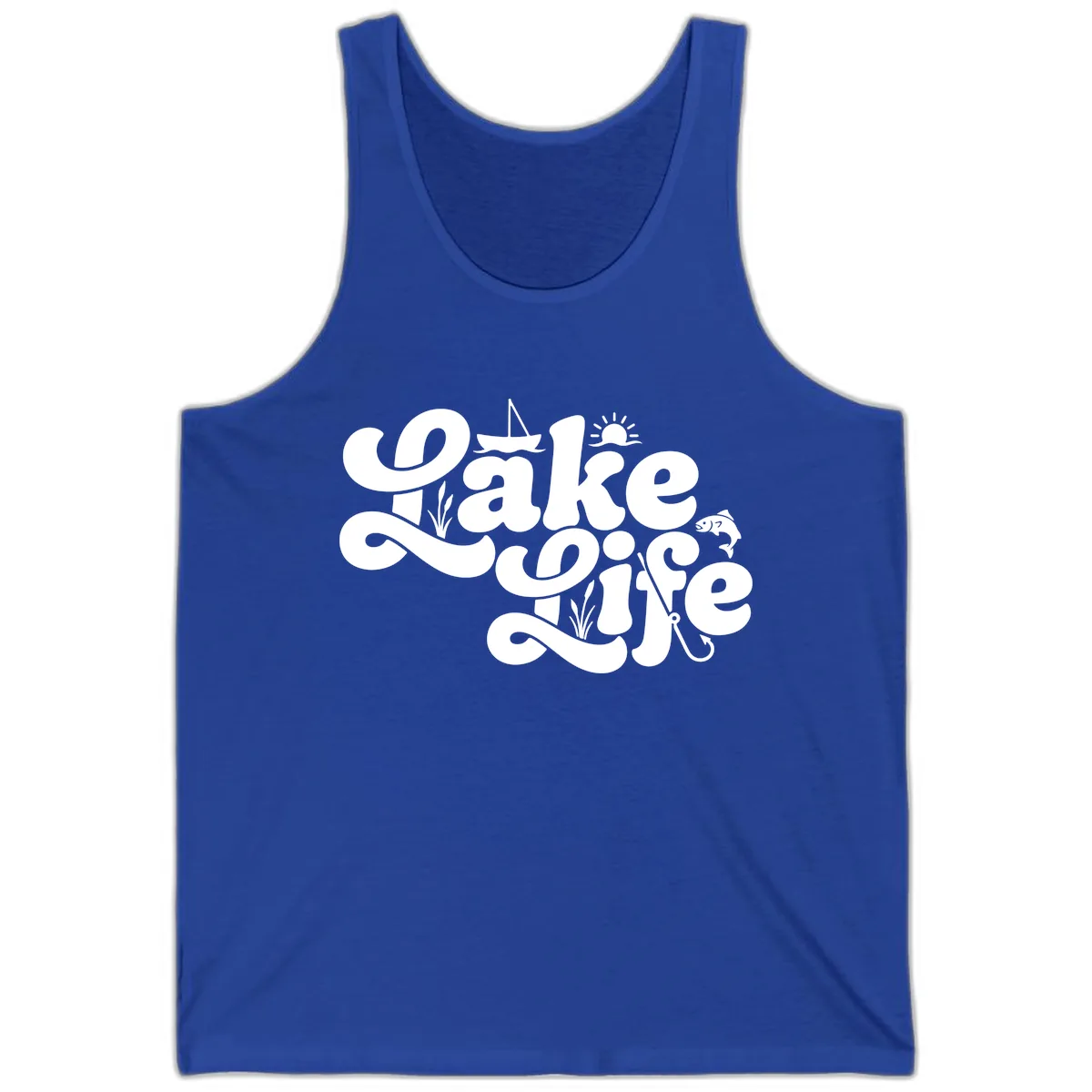 Lake Life Retro Script Design Tank in True Royal