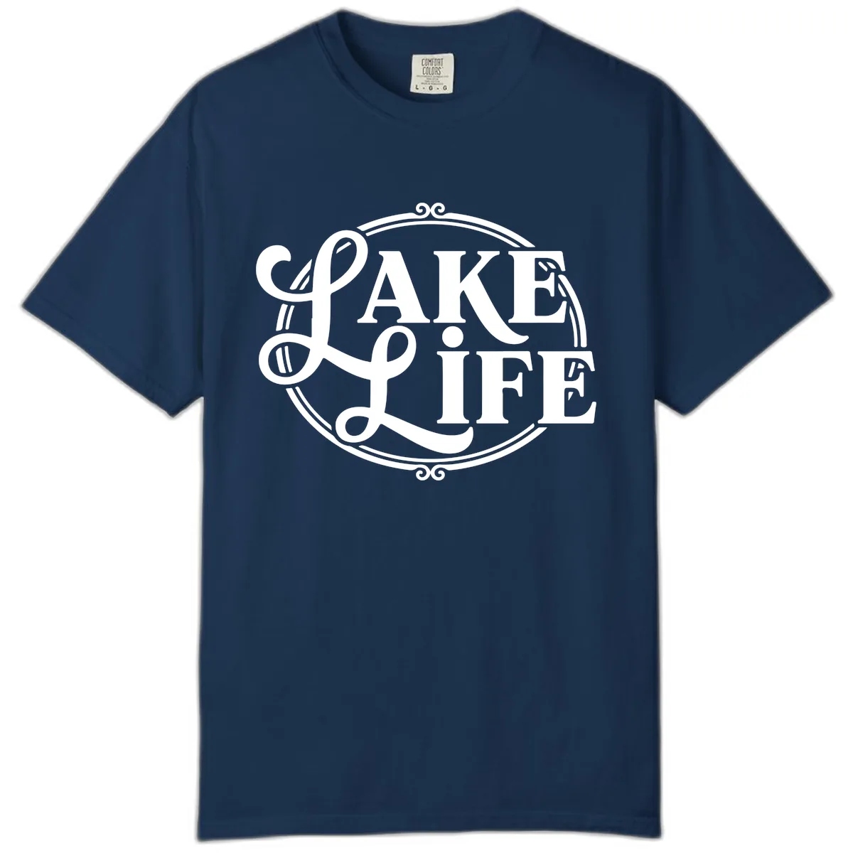 Lake Life Typography Design Comfort Color in Navy