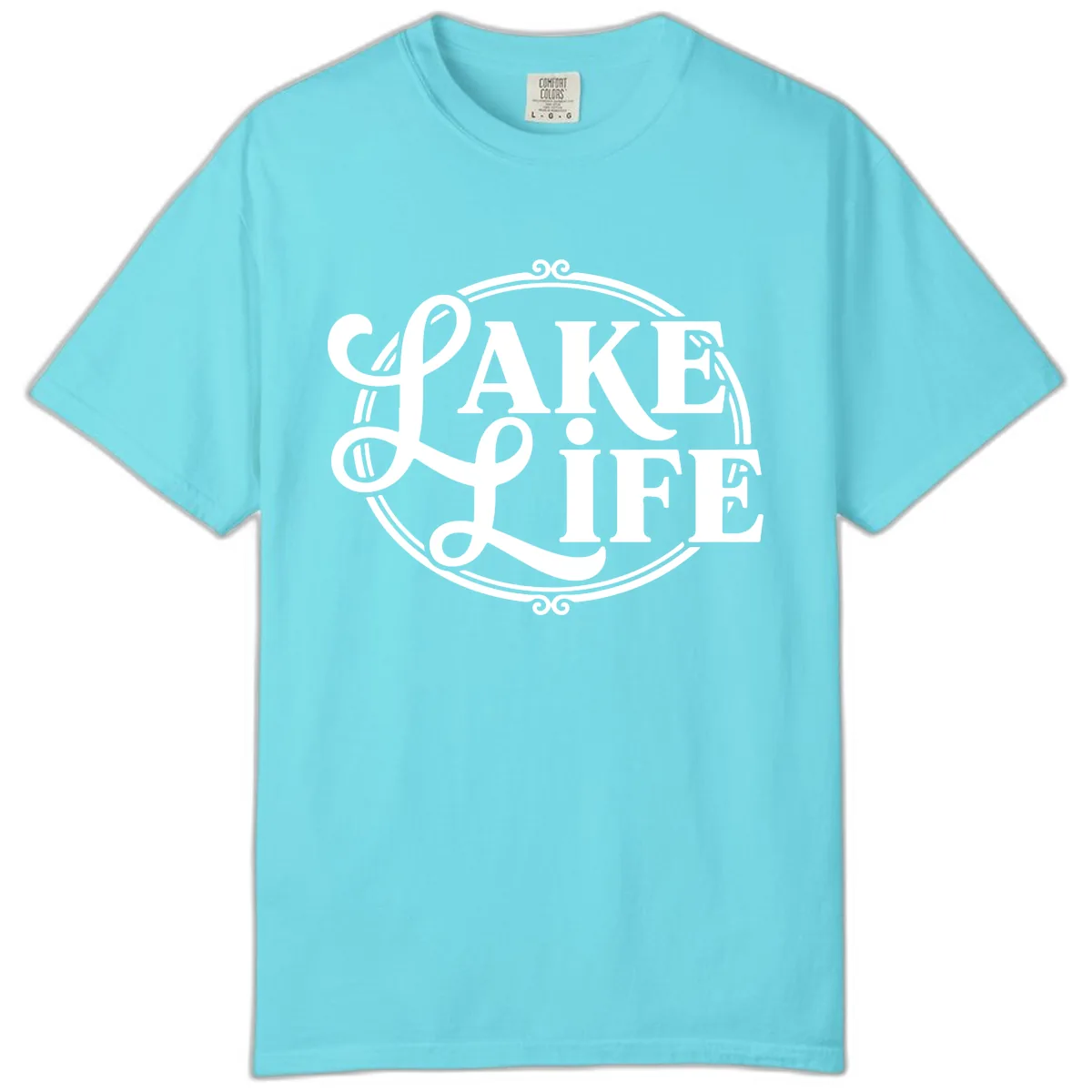 Lake Life Typography Design Comfort Color in Lagoon Blue