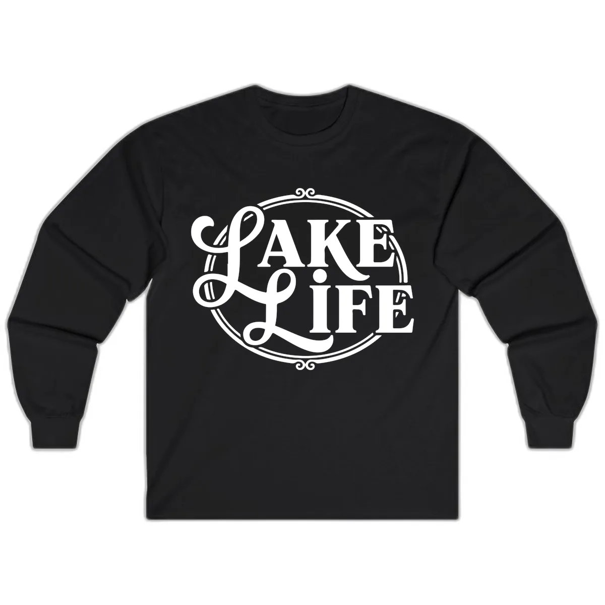 Lake Life Typography Design Long Sleeve in Black