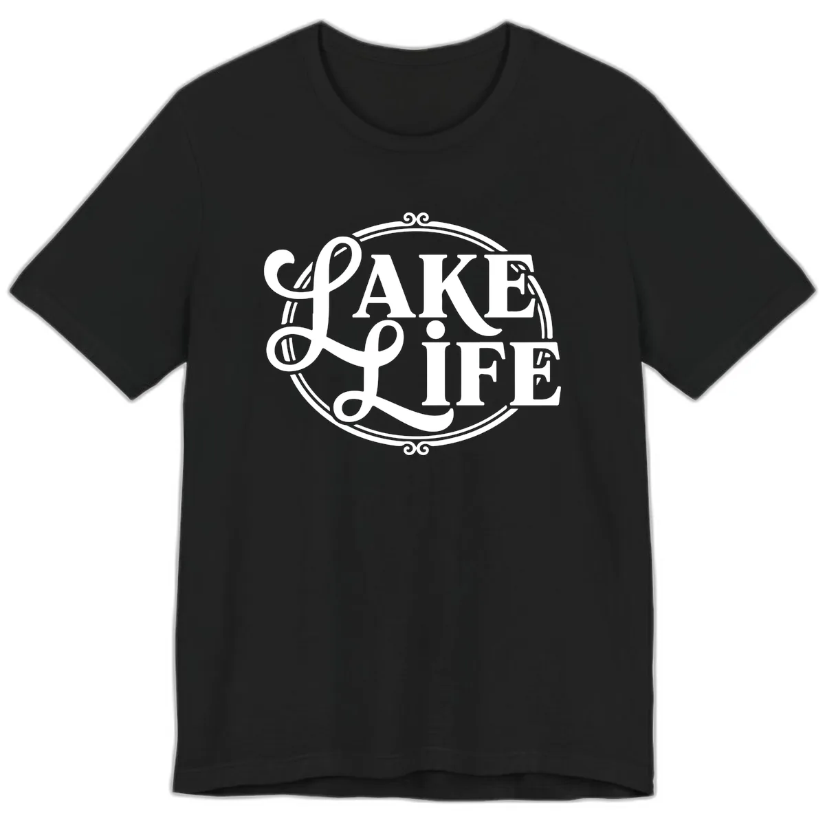 Lake Life Typography Design Premium T-Shirt in Black