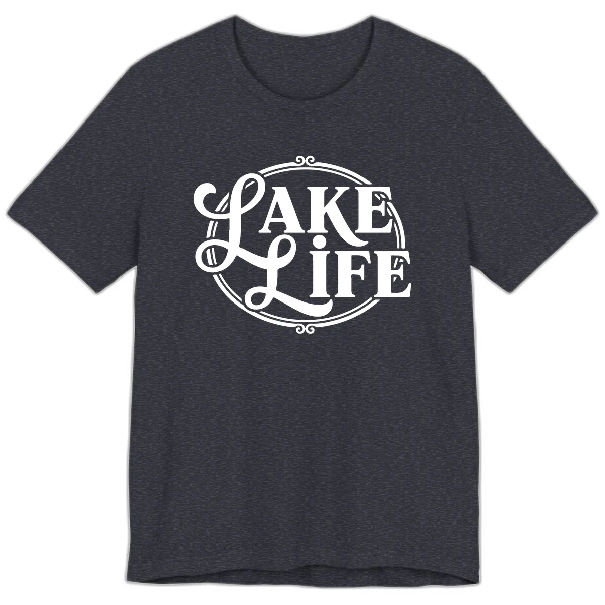 Lake Life Typography Design Premium T-Shirt in Heather Navy