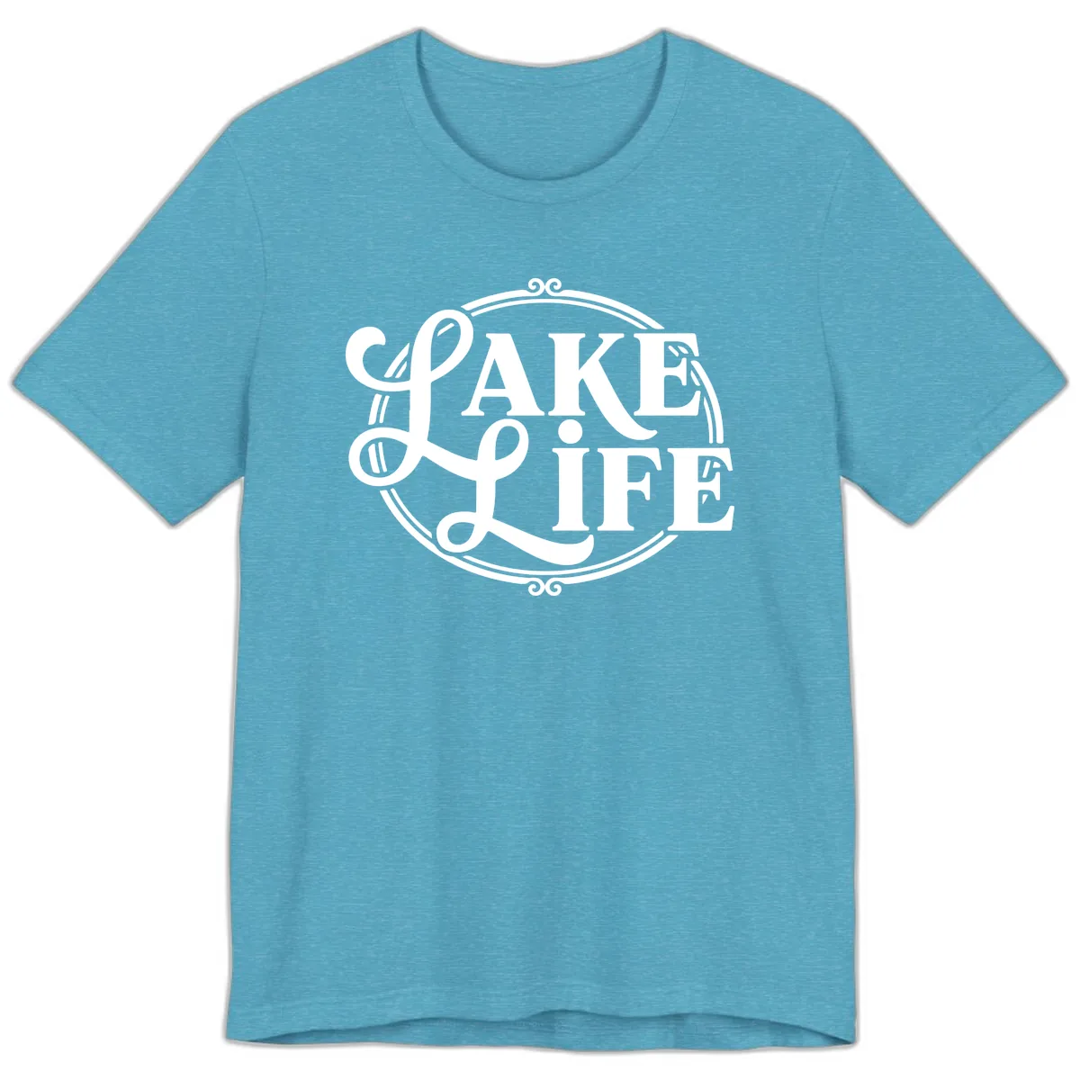 Lake Life Typography Design Premium T-Shirt in Heather Aqua