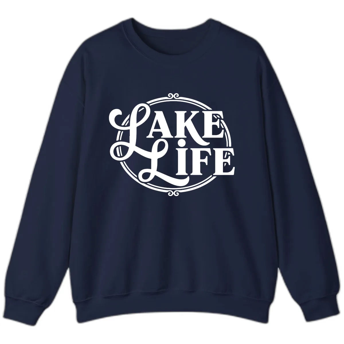 Lake Life Typography Design Sweatshirt in Navy