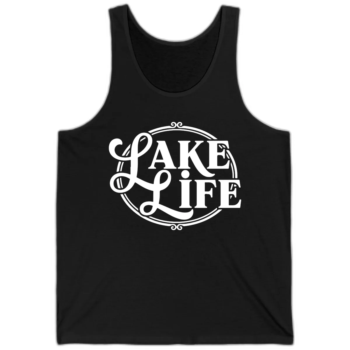 Lake Life Typography Design Tank in Black