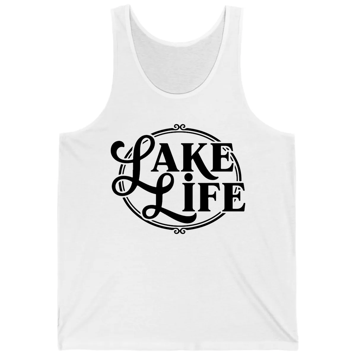 Lake Life Typography Design Tank in White