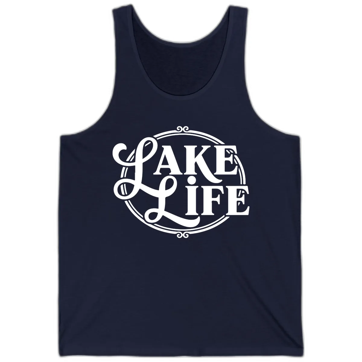 Lake Life Typography Design Tank in Navy