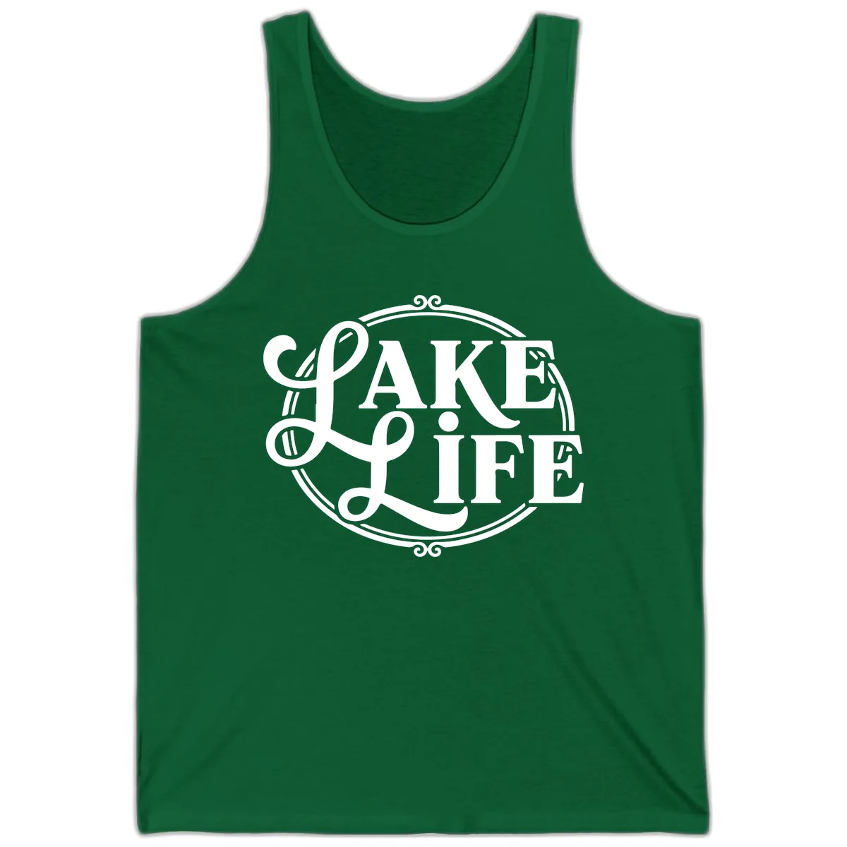 Lake Life Typography Design Tank in Kelly