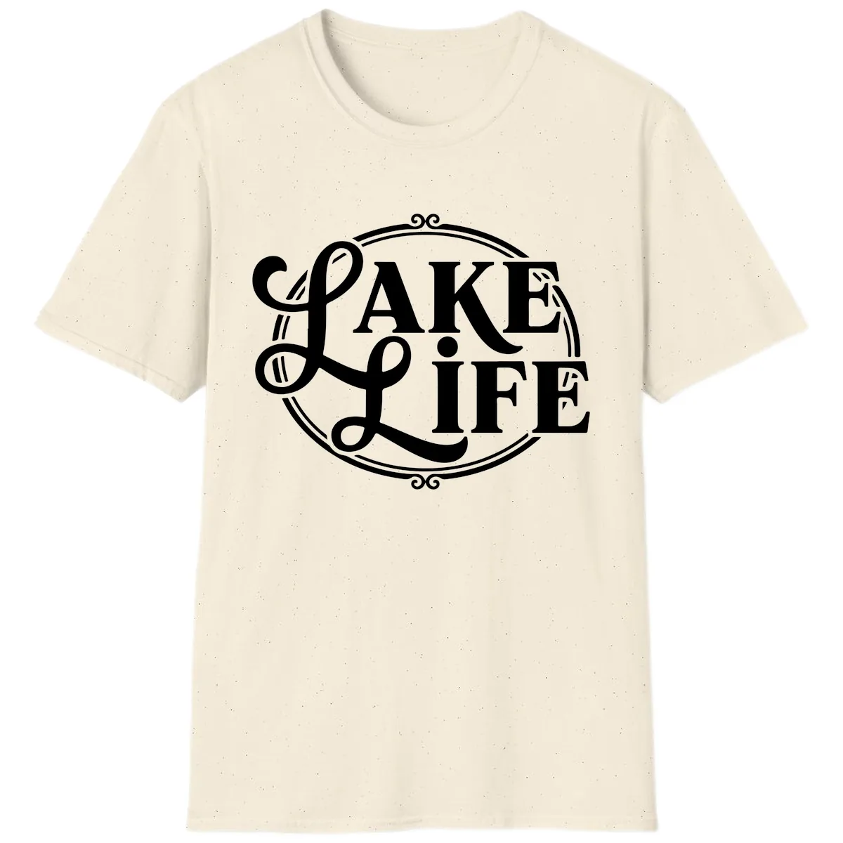 Lake Life Typography Design T-Shirt in Natural